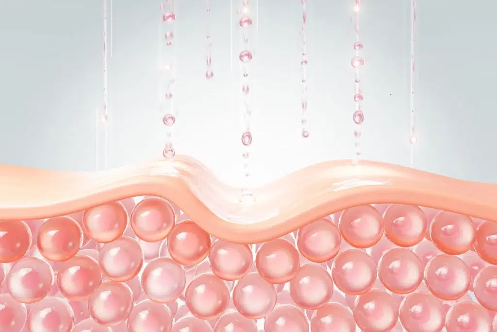 Illustration of keratin peptides supporting the skin barrier
