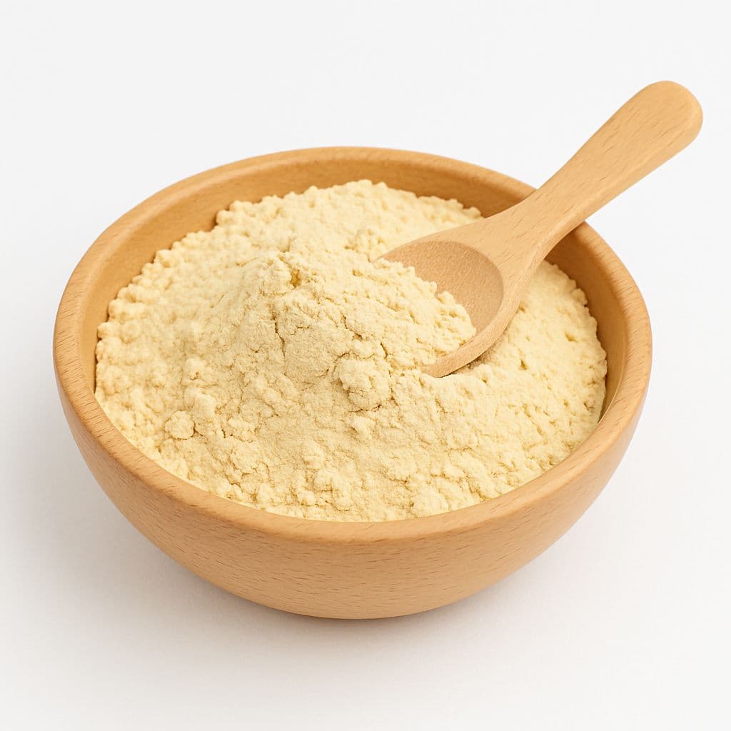 Pea protein powder displayed at Vitafoods Europe 2025